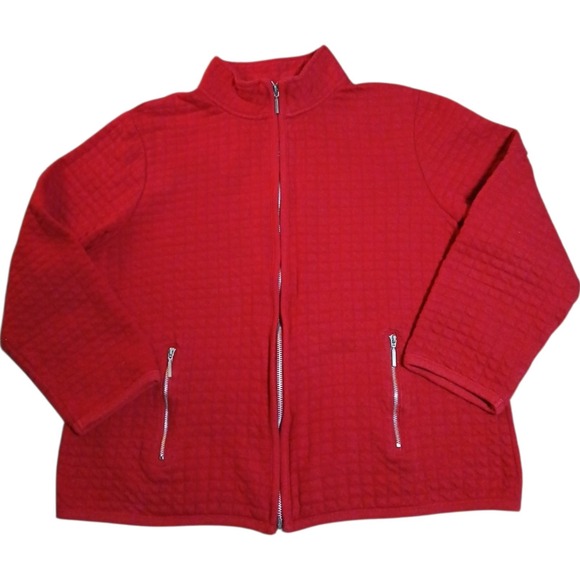 Karen Scott Sweaters - Karen Scott Sport Red Women Zipper Sweter Size XL